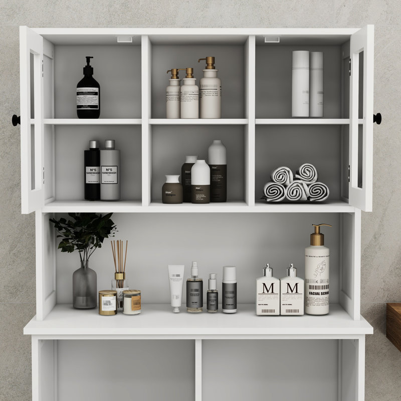 Armoire de buanderie avec deux compartiments - blanc et utilisateur - tablettes réglables, Blanc