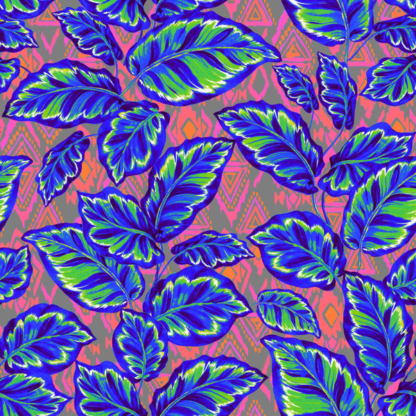 Rosalind Wheeler Leaves Pattern - Wrapped Canvas Print | Wayfair.co.uk