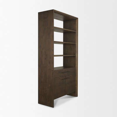 Belford 2-Door Open Oak Wood Shelving Unit
