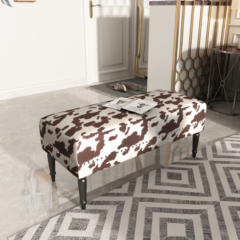 Flaxton Upholstered Ottoman, Beige/Black