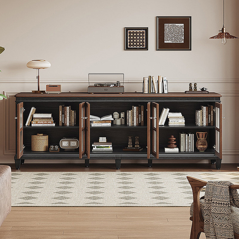 Armoire de rangement de style télé rétro de style américain, 28.35"H x 78.74"L x 15.75"W
