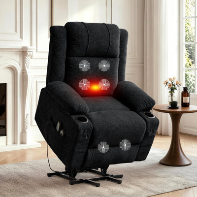 KORSER Power Lift Recliner Chair for Elderly with Massage and Heat, Electric Lift Reclining Chair with Side Pockets and Cup Holders, Massage Recliner Chair for Living Room