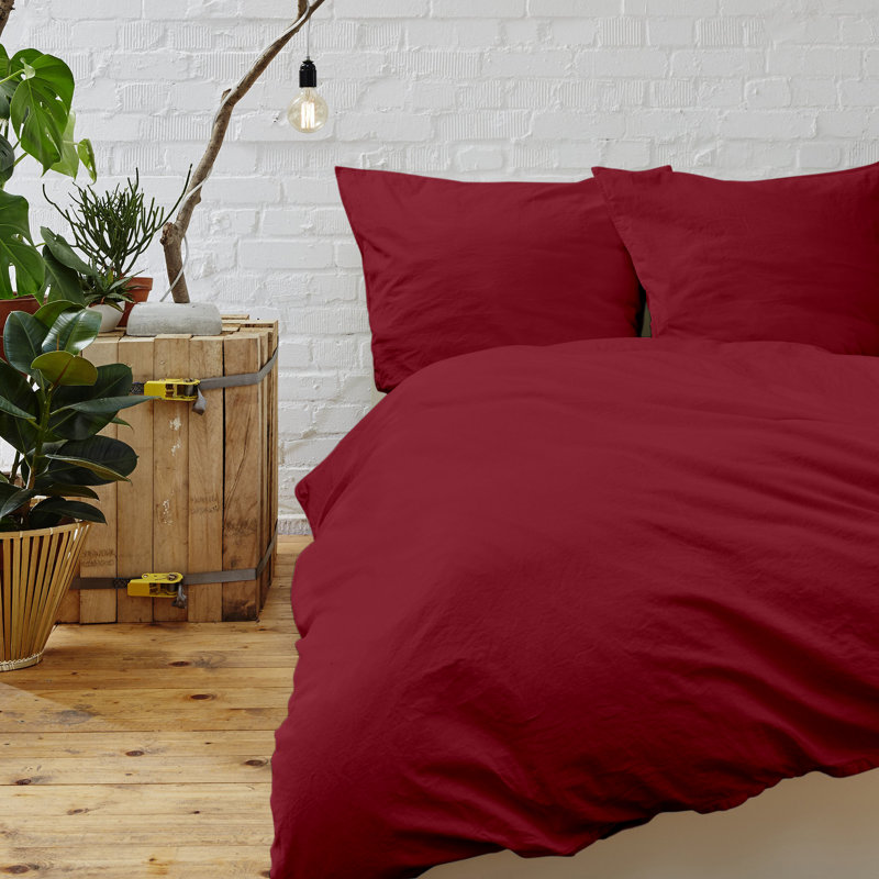 Flatweave Duvet Cover, King Comforter + 2 King Shams, Burgundy