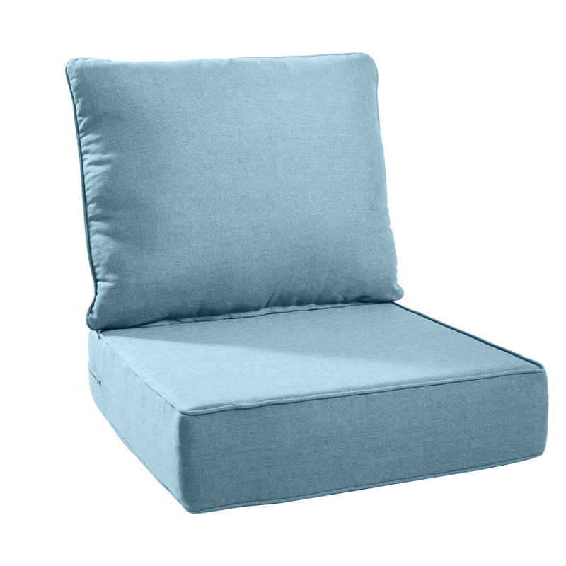Wickes 24 In. X 24 In. Outdoor Deep Seating Lounge Chair Cushion 6" Thick Water-Resistant Seat/Back Cushion, Light Blue