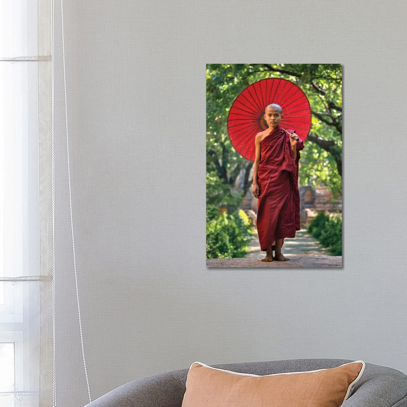 Young Buddhist Novice Monk With Umbrella, Myanmar by Jan Becke - Wrapped Canvas Print, 66.04 cm H x 45.72 cm W x 1.91 cm D