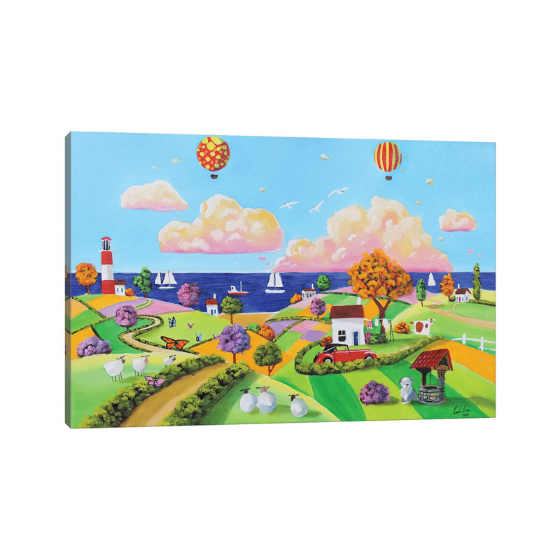Balloons At The Seaside by Gordon Bruce - Painting on Canvas, Wrapped Canvas, 101.6 cm H x 66.04 cm W x 3.175 cm D