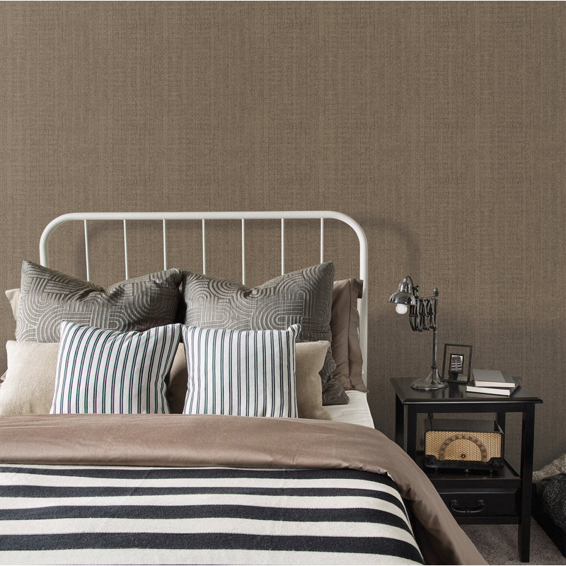 Bazaar Moss Stripe Design 33' L x 21" W Wallpaper Roll, Brown