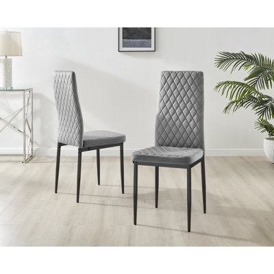 Keensburg Luxury Velvet Modern Tall Back Dining Chairs with Metal Legs & Diamond Stitching