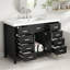 Meuble-lavabo 48 po avec lavabo, 2 portes et 8 tiroirs, système de fermeture en douceur, design classique, noir-128990553