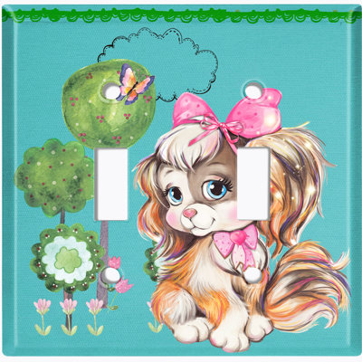 Plaque murale mignonne avec interrupteur à bascule papillon à 2 branches