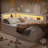 White Upholstered Twin Bed With USB Ports & LED Lights-1732772196