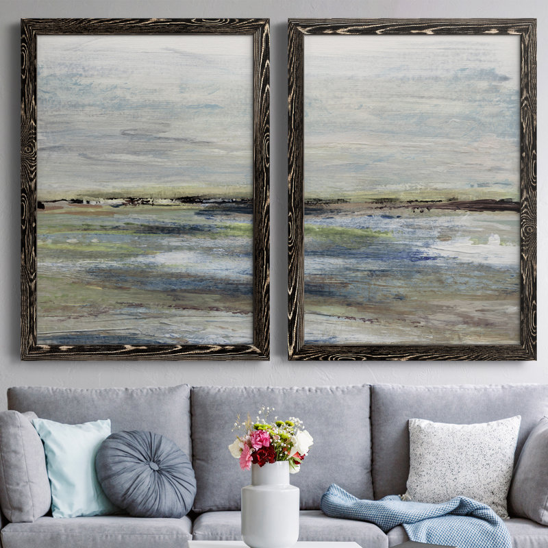 Wetlands I - ensemble de 2 peintures sur toile encadrées, Cadre noir, H 44 po x l 31 po x P 1 po