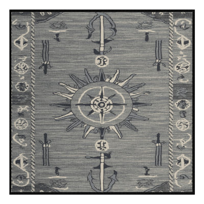 Washable Maritime grays Nautical Area Rug