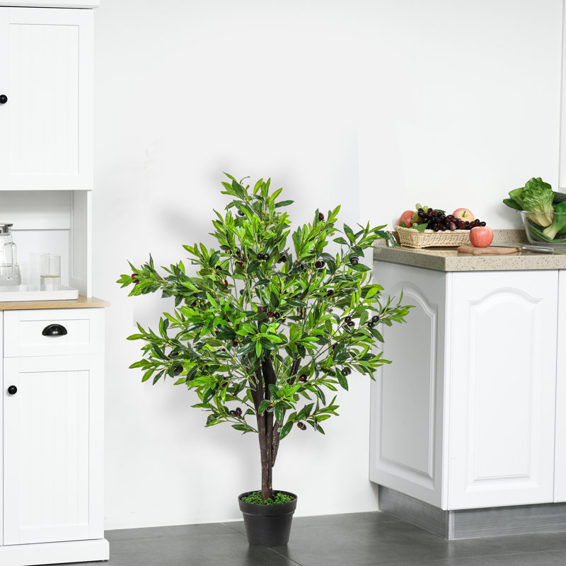 Olive artificielle 4 pi Primrue, plante artificielle en pot de chambre de bébé pour décoration intérieure ou extérieure, vert