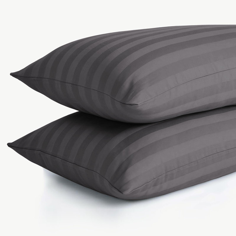Aspire Homeware Ultra Soft & Breathable Microfiber Striped Pillowcase (Pack Of 2), Grey