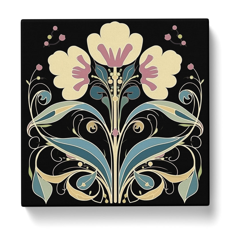 Floral Deco No.2 - Wrapped Canvas