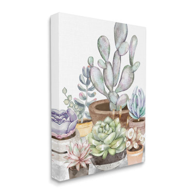 Plantes grasses en pot de salon moderne, nature morte, ferme grise rustique encadrée, estampe numérique de Ziwei Li
