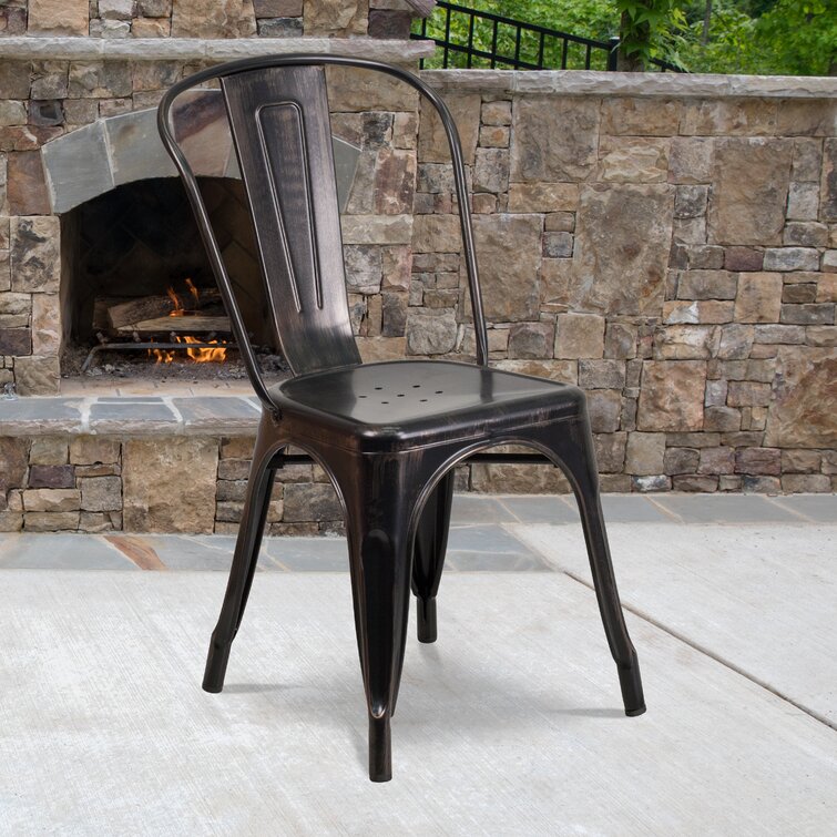 Hucheson Metal Indoor-Outdoor Stackable Chair - Restaurant Chair - Bistro Chair