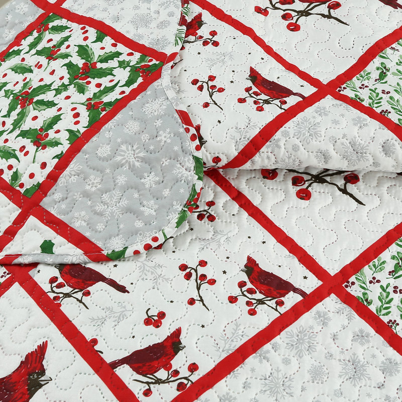 King Size Red and White Microfiber Reversible Quilt Set