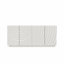 Rangement moderne à 4 portes en bois de pin blanc, largeur 59 po, design sculptural 3D, pour buffet de salle à manger, porte, bois, eau, autoportant