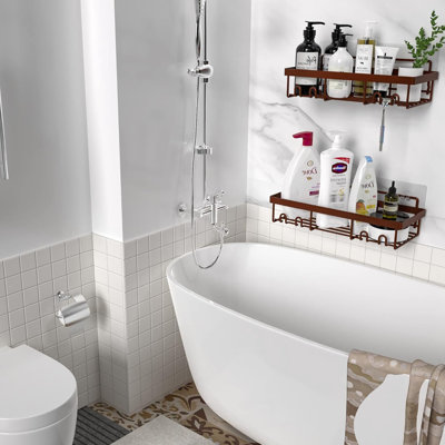 Support de rangement pour tablette de douche, panier de tablettes de salle de bain auto-adhésif