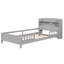 Lit plateforme simple en bois avec DEL, tête de lit avec rangement et garde-corps de couleur grise antique, construction solide, rangement, DEL et pour un repos paisible-92136767-92136762