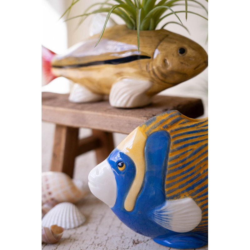  Ensemble de 2 vases à poisson en céramique 2 pièces H 5,5 po