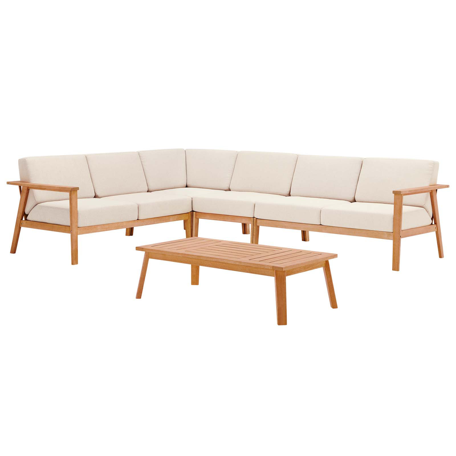 Joss & Main Sedona 4 pc Outdoor Patio Eucalyptus Wood Sectional with