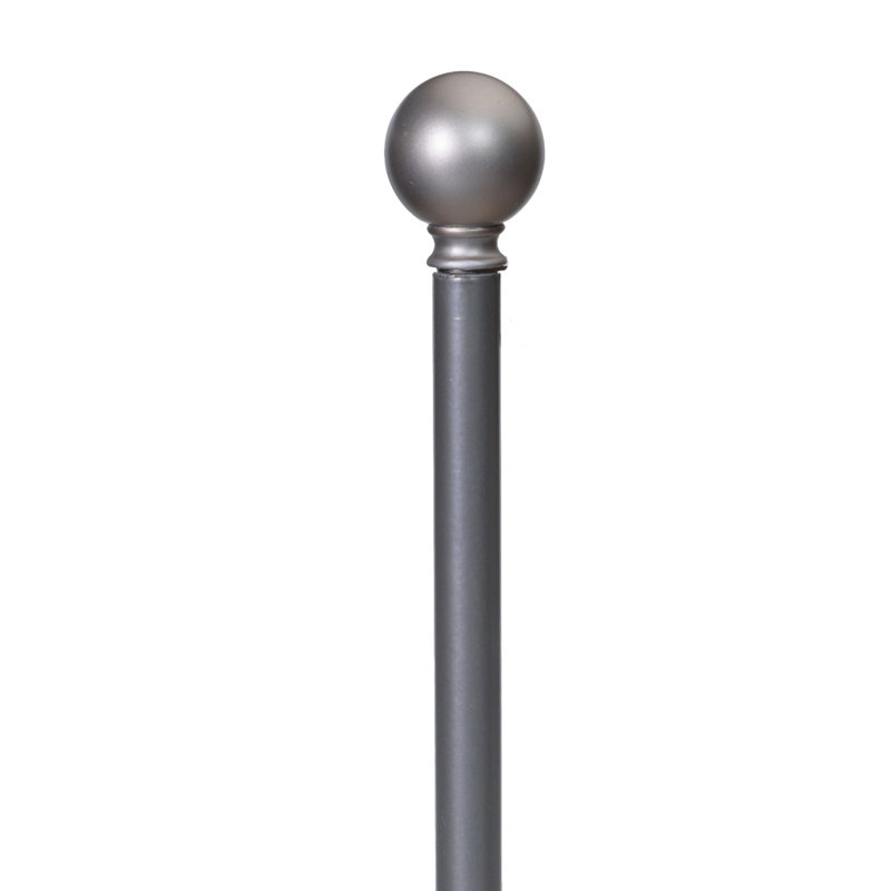 Gephart Adjustable Single Curtain Rod, Silver, 2" H x 84" W x 4.5" D