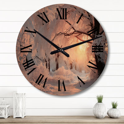 Horloge murale paysage d'hiver