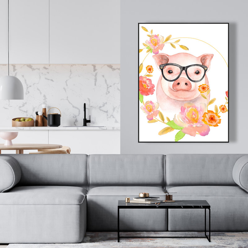 Joyeux petit cochon - enfants, animaux de ferme, art sur toile