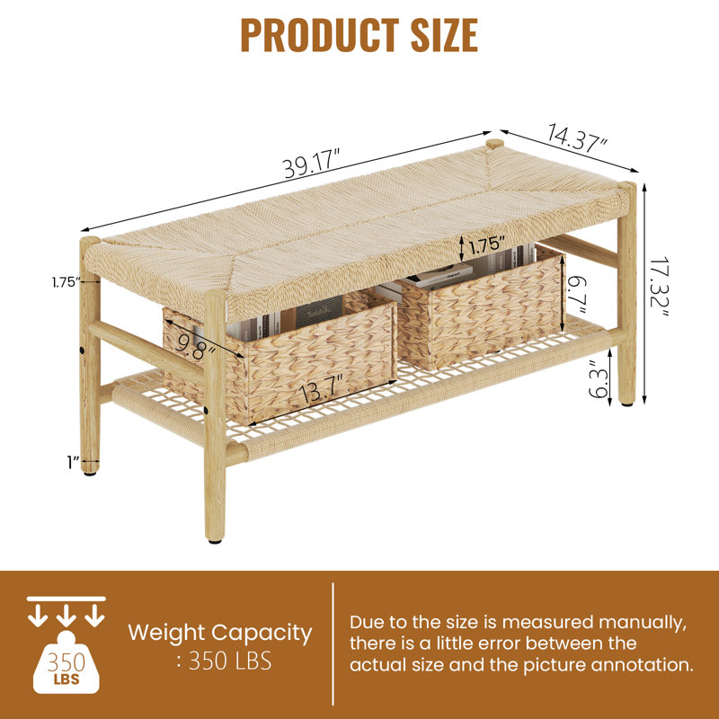 Banc de rangement en bois Khemisset