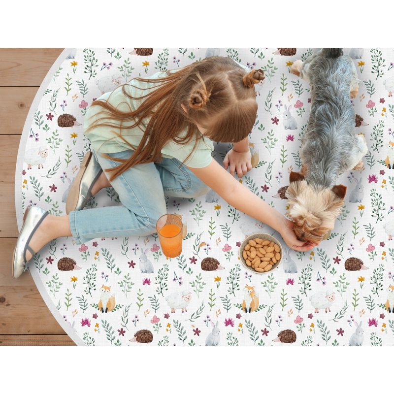 Roslind Vinyl Machine Printed Area Rug, Round 120cm