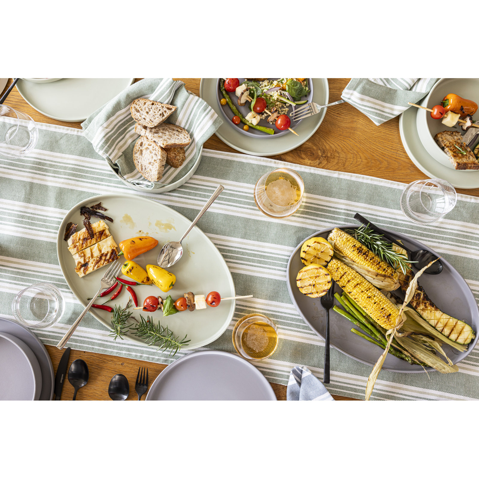 Over&Back Stackable Oval Serving Platter, Gray