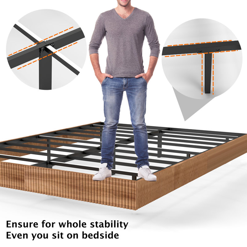 Floating Bed Frame with LED Lights, Fluted Mid Century Modern Floating Platform Bed No Box Spring Needed, Full