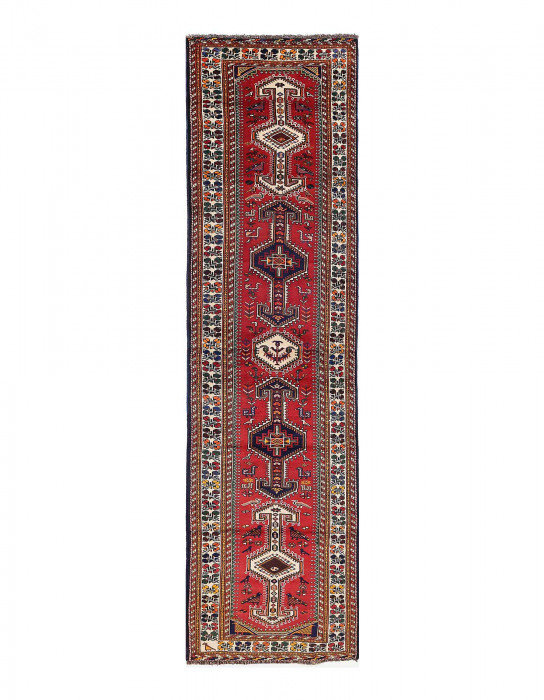 One-of-a-Kind 3'2"x13'1" Area Rug in Rust/Navy Blue/Beige