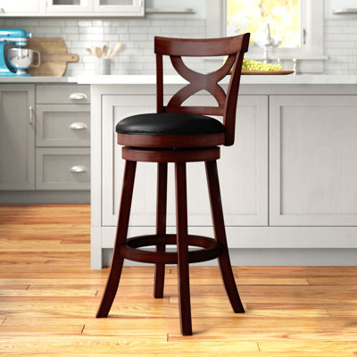 Aislinn Swivel Upholstered Counter Stool with Solid Wood Frame