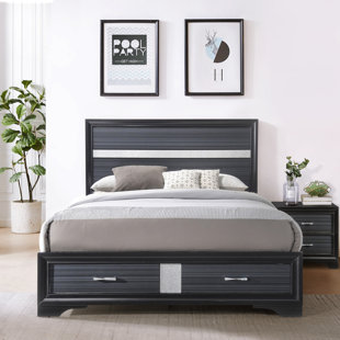 Kontos Black 2-Drawer Platform Bed