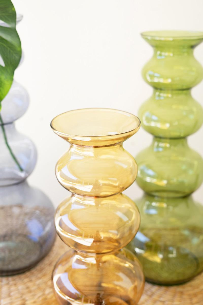 Small Glass Bubble Vase, 10" W x 10" D, Yellow