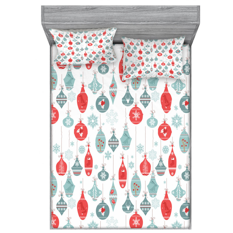 Microfiber Sheet Set, Full Sheet Set with Fitted Sheet, Noel