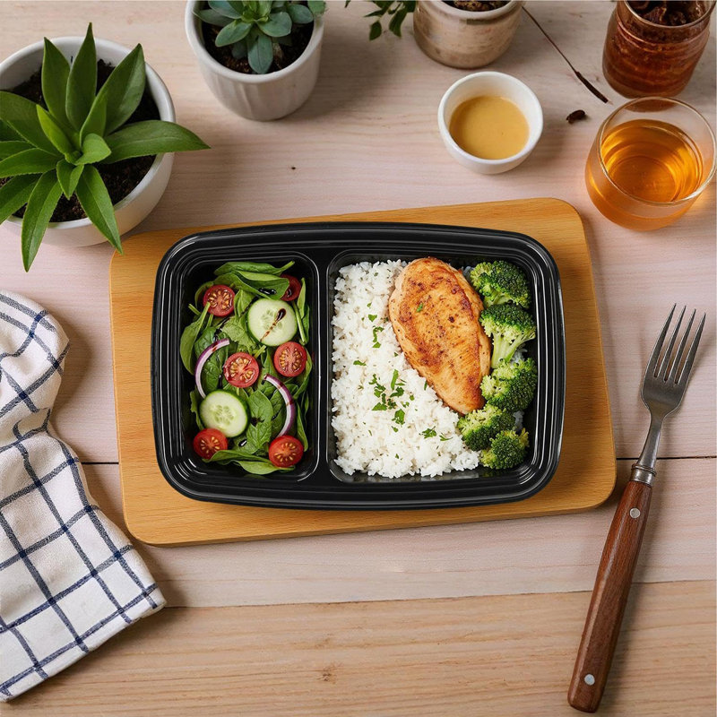 10 Pack Meal Prep Containers With Dual Compartments – Reusable Food Storage Boxes With Airtight Lids – Freezer, Microwave & Dishwasher Safe Portion Control Containers (Beige)