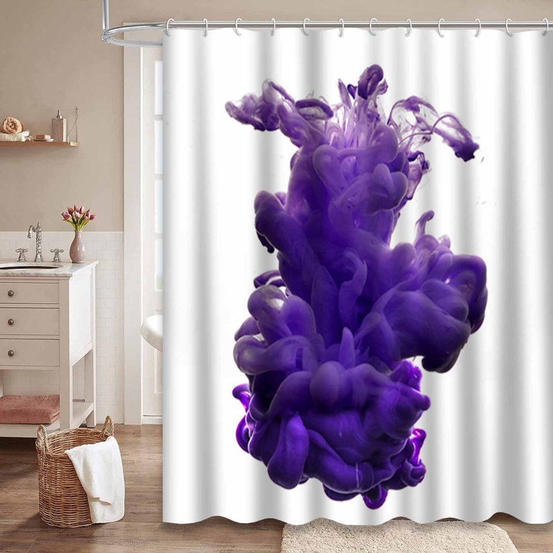 Rideau de douche imperméable mauve, rideaux de douche pour la salle de bain avec 12 crochets, L 72 po x l 78 po