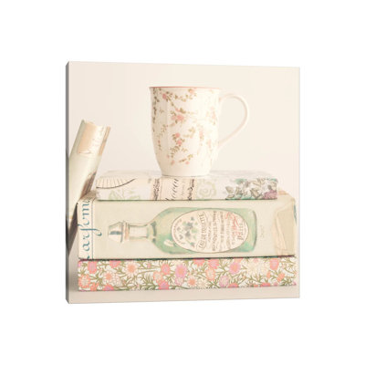 Pastel Books And Tea by Caroline Mint - Wrapped Canvas Painting