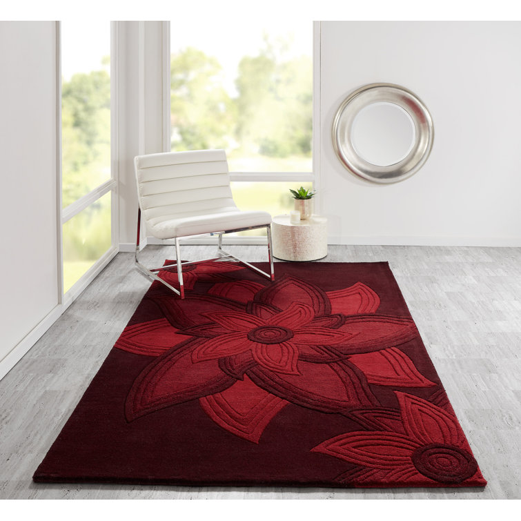Cloninger Handmade Tufted Wool Red Area Rug