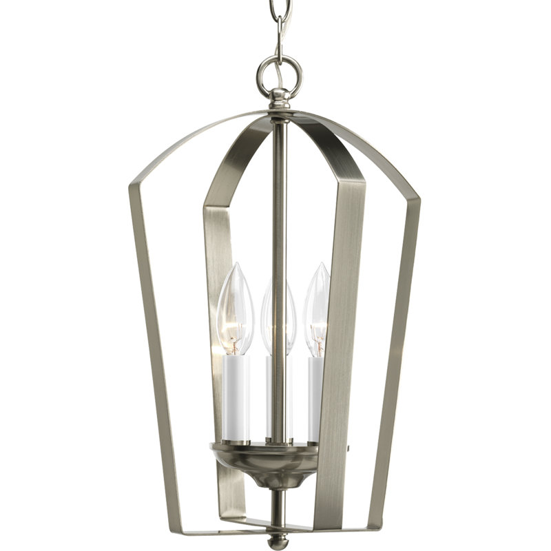 Luminaire suspendu géométrique à 3 lumières Carilynn, Nickel brossé