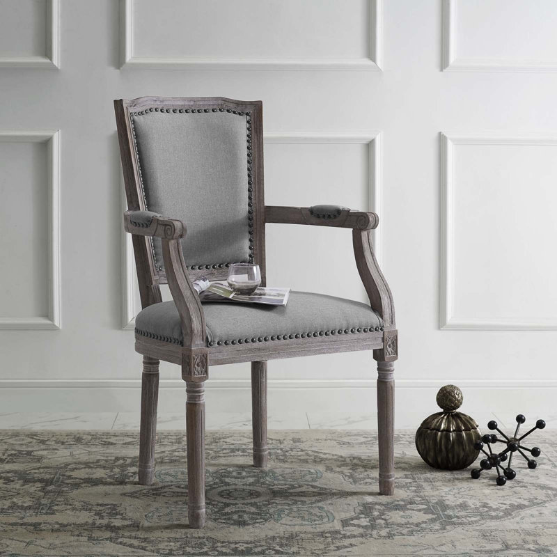 Fauteuil de salle à manger Penchant, Velours gris pâle