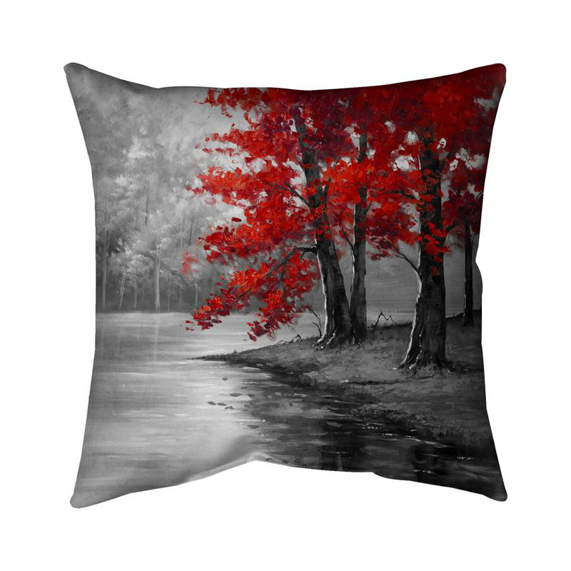 Peaceful view Red Landscapes – Outdoor Throw Pillow with Insert, Weather-Resistant