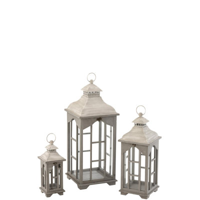 Cozy 3 Piece Wood Tabletop Lantern Set