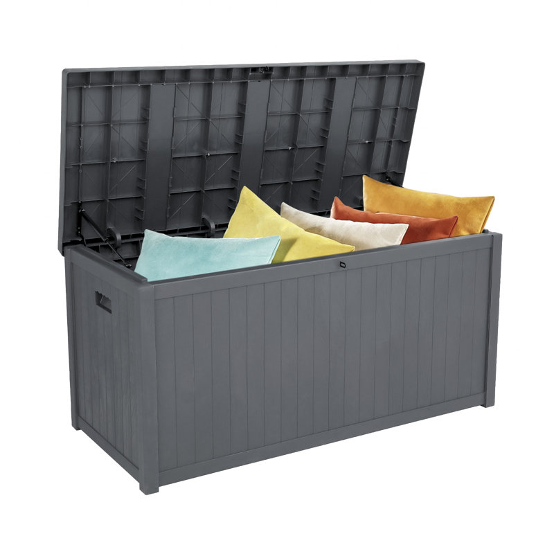 Boîte de rangement verrouillable en plastique polyéthylène 113 gallons, Gris