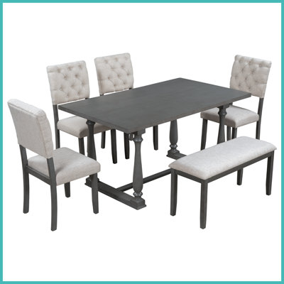 Modern 6-Piece Dining Table And Chair Set With Special-Shaped Legs -  Red Barrel StudioÂ®, 0FAF2506C26D437792FF09D000A5A0BD